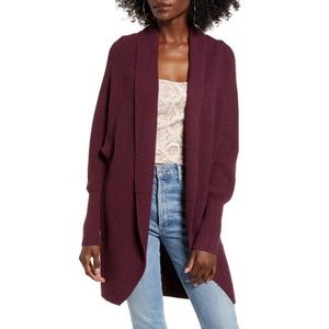 NWT Nordstrom's Leith Long Dolman Cocoon Shawl Front Cardigan in Burgundy | XXS